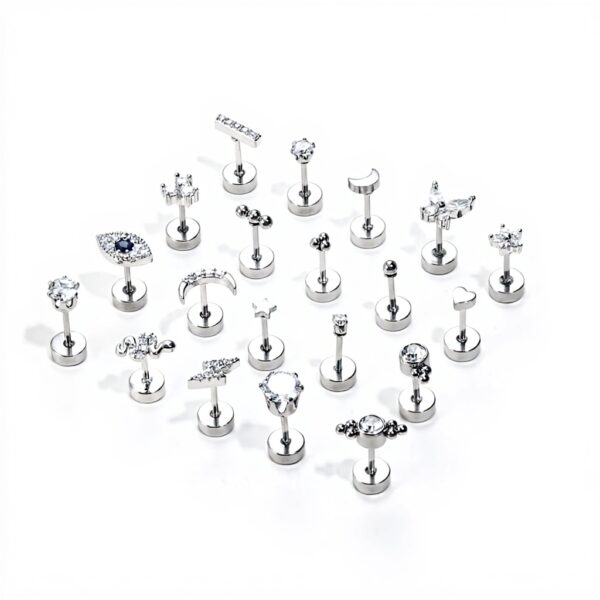 Boucles doreilles acier inoxydable ADRAMATA 20pcs cartilage