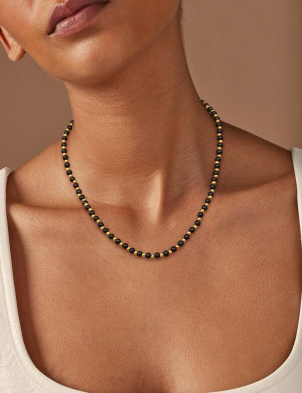 Collier pierre naturelle femme Adramata perles acier-1