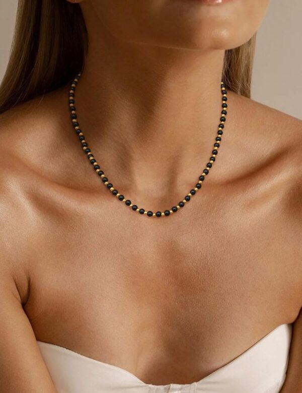 Collier pierre naturelle femme Adramata perles acier-4