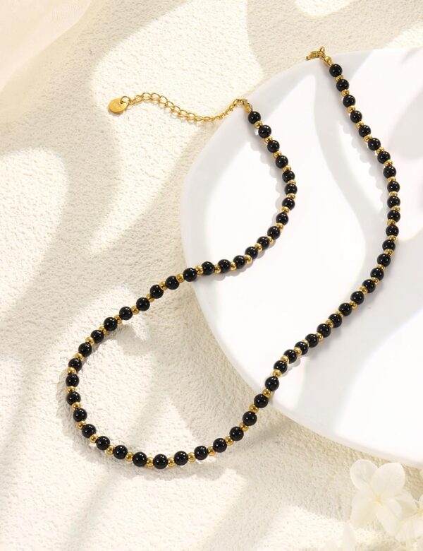 Collier pierre naturelle femme Adramata perles acier-5