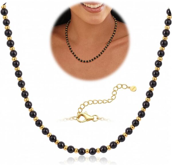 Collier pierre naturelle femme Adramata perles acier-0