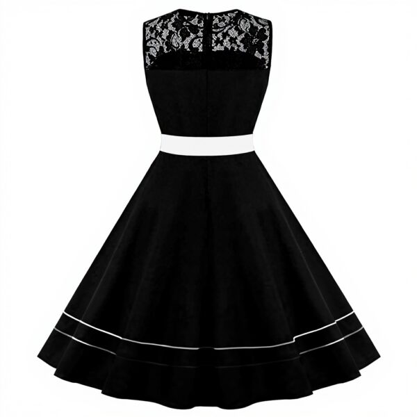 AXOE Robe Vintage Années 50 Pois Fleurs Ceinture Amovible