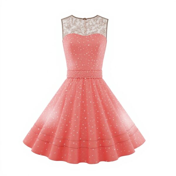 AXOE Robe Vintage Années 50 Pois Fleurs Ceinture Amovible