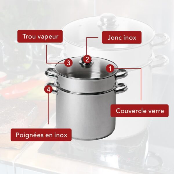 Couscoussier BAUMALU acier inox induction triple fond 11L-7