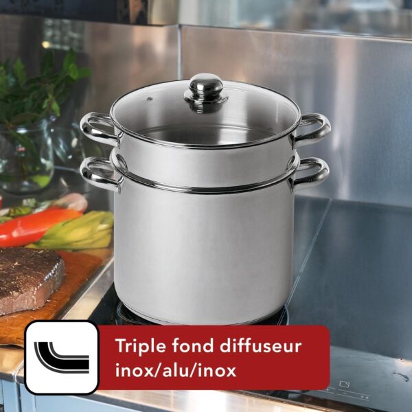 Couscoussier BAUMALU acier inox induction triple fond 11L-9