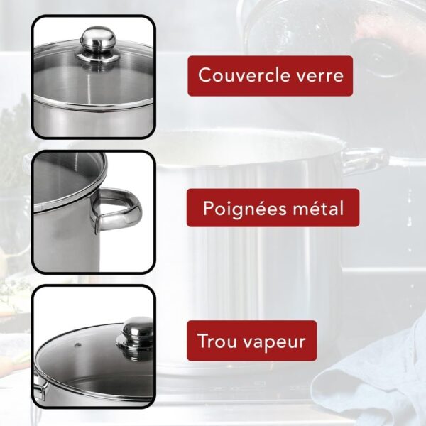 Marmite Baumalu Acier Inoxydable 9L Induction Triple Fond-9