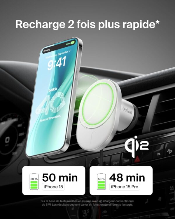 Chargeur voiture magnétique Belkin Qi2 15W compatible-1