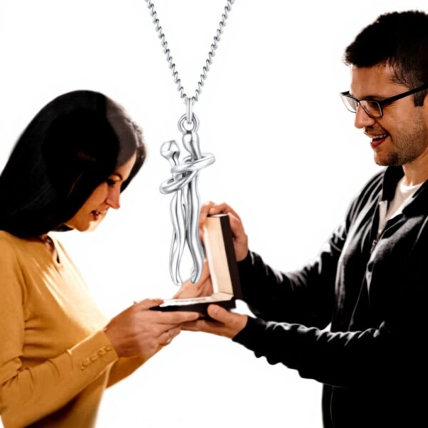 Collier couple Bprtcra pendentif étreinte laiton cadeau
