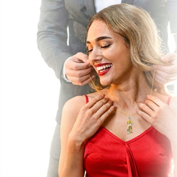 Collier couple Bprtcra pendentif étreinte laiton cadeau