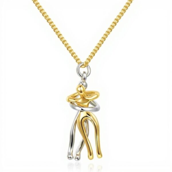 Collier couple Bprtcra pendentif étreinte laiton cadeau