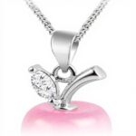 Collier pendentif pomme Crystalline Azuria plaqué or blanc