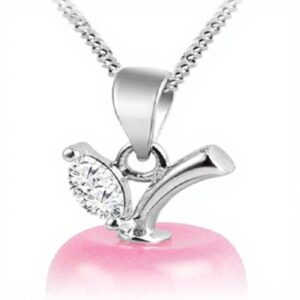 Collier pendentif pomme Crystalline Azuria plaqué or blanc