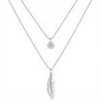 Pendentif plume argent sterling 925 cristal Elli Collier