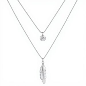 Pendentif plume argent sterling 925 cristal Elli Collier