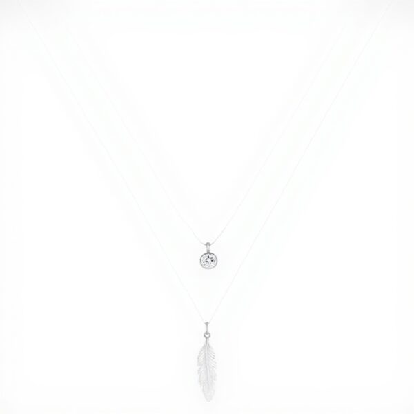 Pendentif plume argent sterling 925 cristal Elli Collier