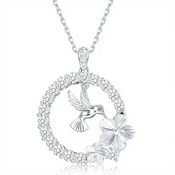 Collier colibri Finrezio plaqué or 18 carats cristal