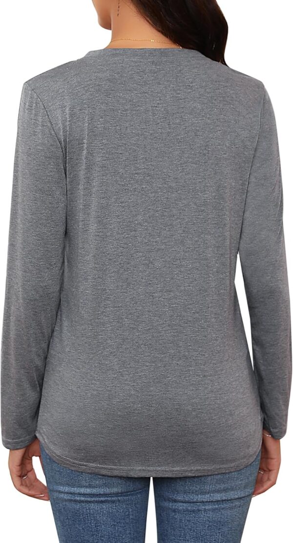 T-shirt manches longues femme Gyabnw col rond plissé coton-6