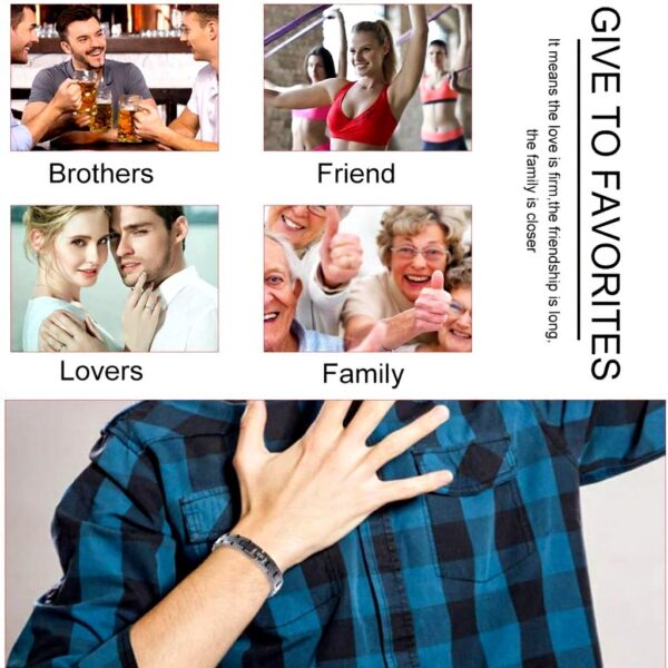 Bracelet magnétique titane HAQI 5 éléments 3500 Gauss