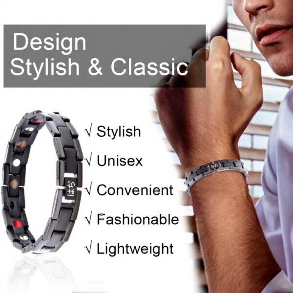 Bracelet magnétique titane HAQI 5 éléments 3500 Gauss