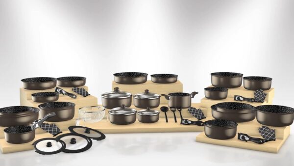 Batterie de cuisine Herzberg 3 casseroles 2 poêles induction-1