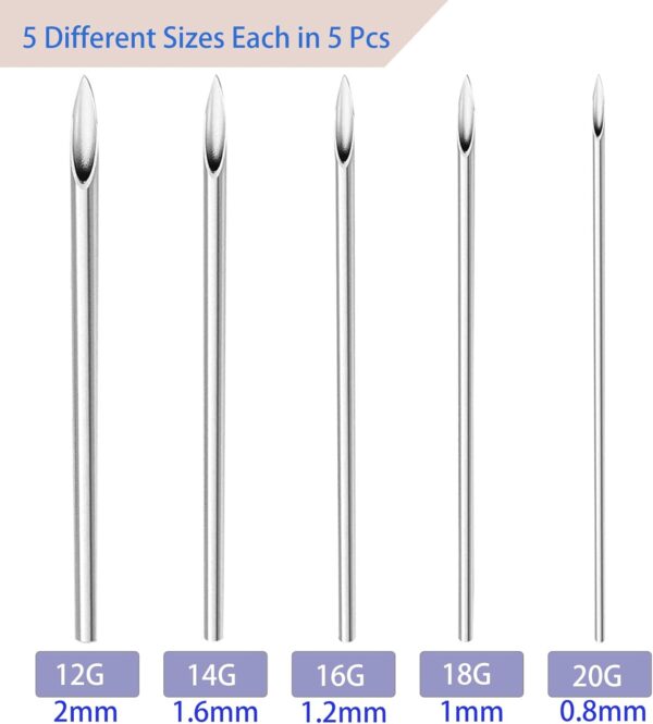 HOINCO Kit Piercing Corps 124 Pièces Aiguilles 12G à 20G-1