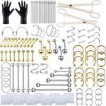 HOINCO Kit Piercing Corps 124 Pièces Aiguilles 12G à 20G-0