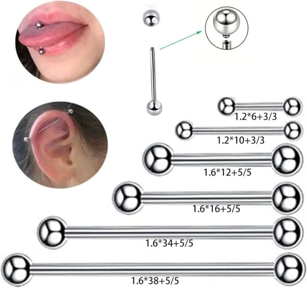 HOINCO Kit Piercing Corps 124 Pièces Aiguilles 12G à 20G-3