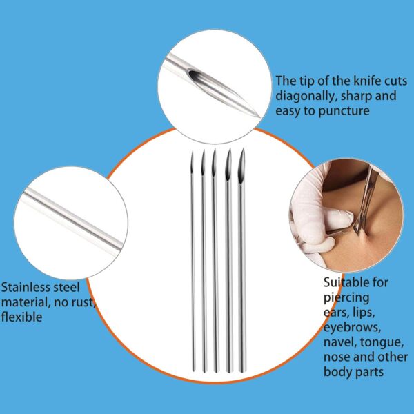 HOINCO Kit Piercing Corps 124 Pièces Aiguilles 12G à 20G-4