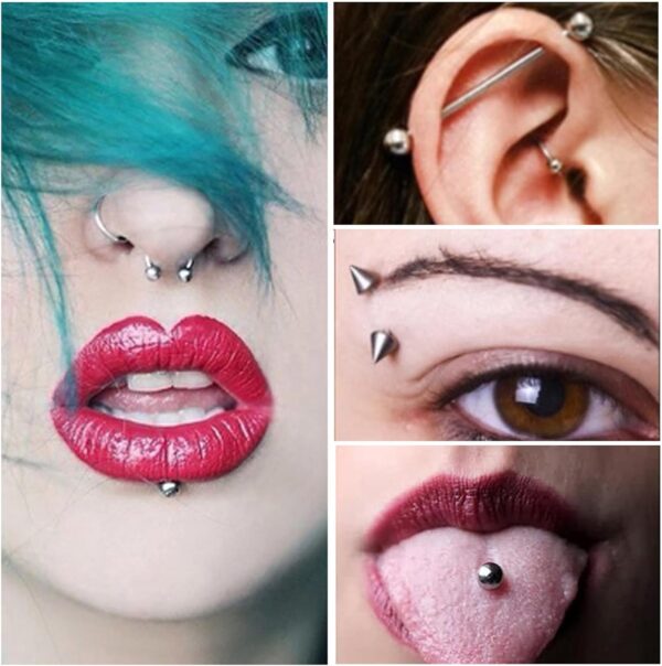 HOINCO Kit Piercing Corps 124 Pièces Aiguilles 12G à 20G-5