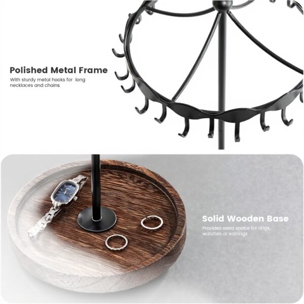 Porte Collier Rotatif Lolalet 26 Crochets Métal Noir Vintage