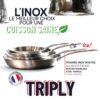 MENASTYL - Poêle inox 1810 Triply 24cm tous feux dont induction fabriquée en France - sans PFAS ni substances nocives - Compatible lave-vaisselle - Poignée rivetée - 6020486