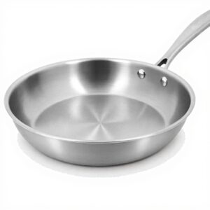 MENASTYL - Poêle inox 1810 Triply 24cm tous feux dont induction fabriquée en France - sans PFAS ni substances nocives - Compatible lave-vaisselle - Poignée rivetée - 6020486