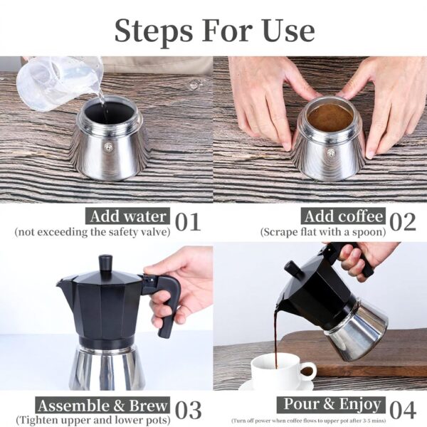 Cafetière italienne Romon Moka induction acier inoxydable 6