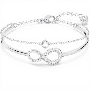 Bracelet Swarovski Infinity femme cristaux métal rhodié