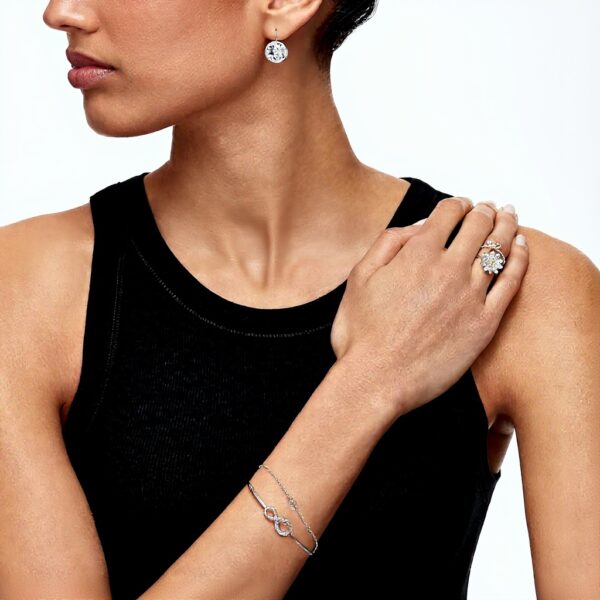 Bracelet Swarovski Infinity femme cristaux métal rhodié