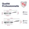 Poêles Inox TeCuisine Lot 2 Triply Sans PFAS Compatible