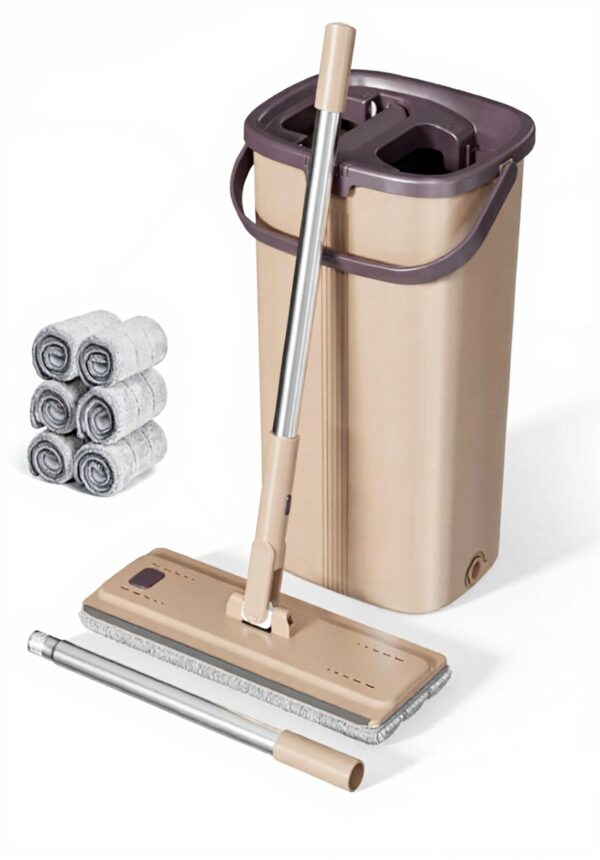 Serpillère Seau Essoreur Masthome, 360° INOX, 6 Microfibres