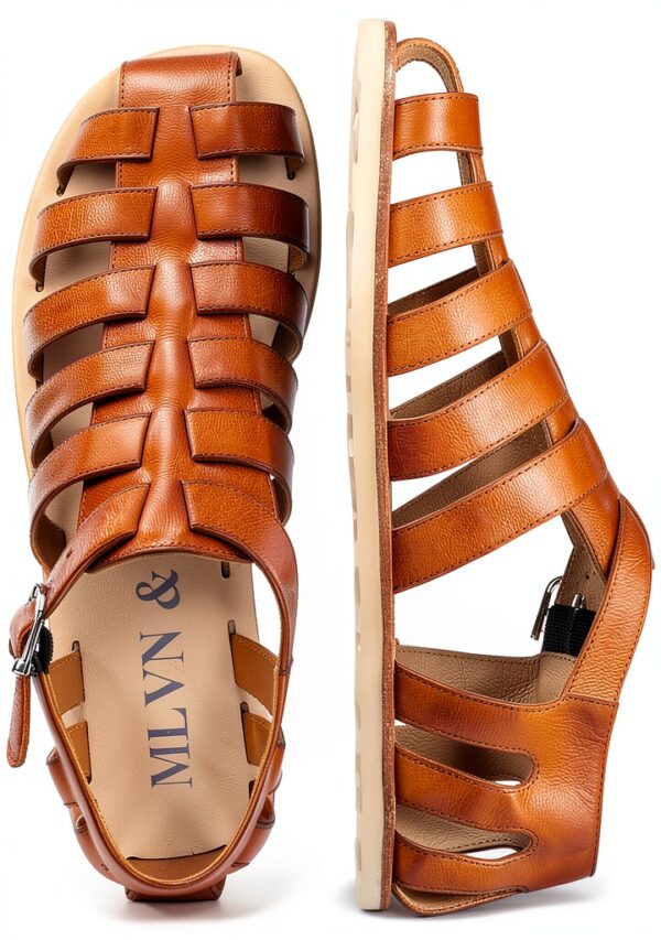 Sandales Melvin Hamilton Cuir Veau Homme Marron Multicolore-5
