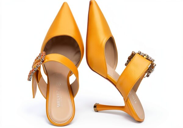 Chaussures Melvin Hamilton femme cuir orange talon aiguille-5