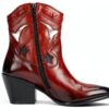 Bottes femme Melvin Hamilton cuir rouge talon cubain pointu-1