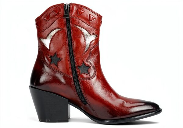 Bottes femme Melvin Hamilton cuir rouge talon cubain pointu-1