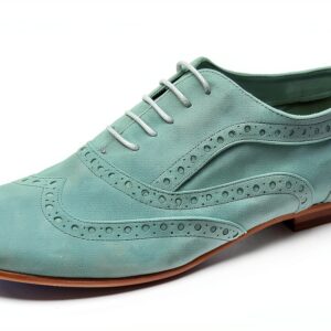 Melvin Hamilton Oxfords Femme Cuir Talon Bloc Turquoise-0
