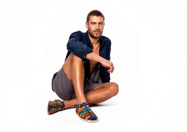 Sandales Melvin Hamilton Cuir Veau Homme Multicolore Marron-7