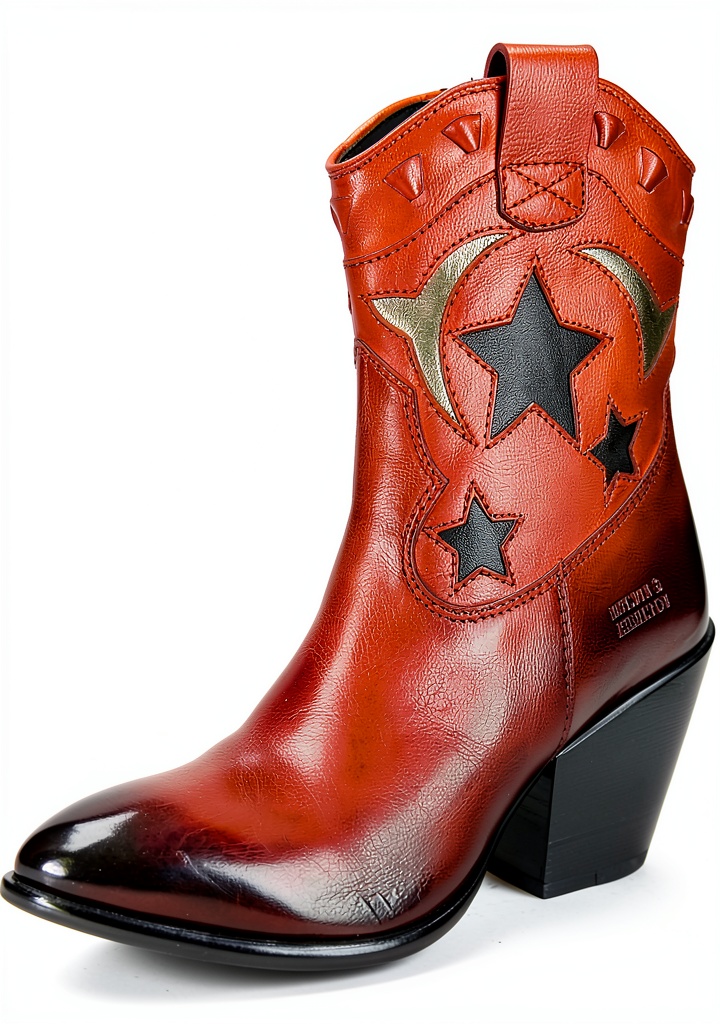 Bottes femme Melvin Hamilton en cuir rouge avec talon cubain