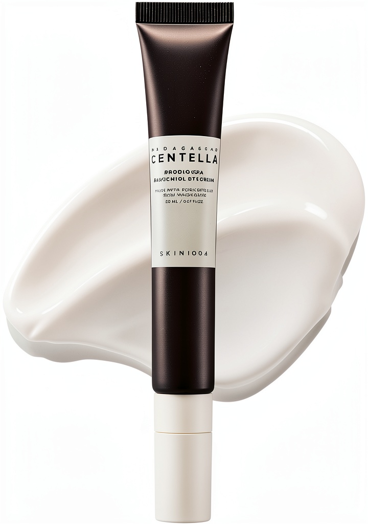 Application de la crème contour des yeux SKIN1004 sur le contour de l'œil