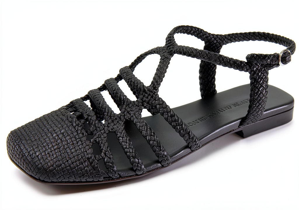 Sandales Melvin Hamilton en cuir noir sur fond neutre