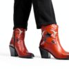 Bottes femme Melvin Hamilton cuir rouge talon cubain pointu-6