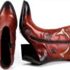 Bottes femme Melvin Hamilton cuir rouge talon cubain pointu-5