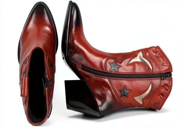 Bottes femme Melvin Hamilton cuir rouge talon cubain pointu-5