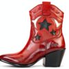 Bottes femme Melvin Hamilton cuir rouge talon cubain pointu-2
